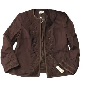 Talbot's brown beaded jacket size 16